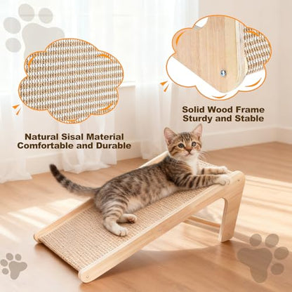 Paceray Cat Scratcher, Sisal Cat Scratcher Ramp, 27 inch L Shape Scratch Pad for Indoor Cats, Wall Furniture Protector(Large)