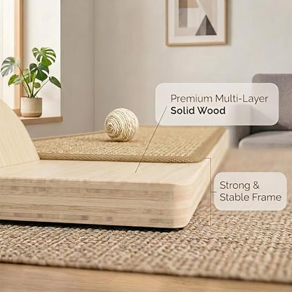 Corner Cat Scratcher–26in Tall Cat Scratching Post, Space Saving Leaning Cat Tree Protects Furniture, Multi-Level Solid Wood with Natural Sisal, Wall Corner Cat Scratch Post for Indoor Cats