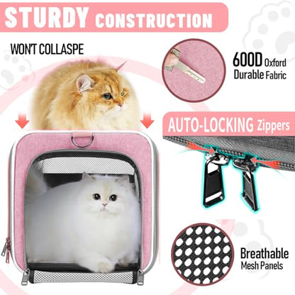 GAPZER Cat Carrier 20lbs Top Open/Soft Sided Small Pet Dog Travel Carrying Crate/Collapsible Puppy Transport Carry Bag/Sturdy Pet Cages Chihuahuas Mini Dog 10lbs Pink - color: Pink