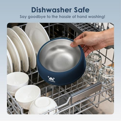 PAWGETHER® Stainless Steel Dog Bowls, Dog Food and Water Bowl Non-Slip Easy to Clean Dishwasher Safe for Puppy Small Medium Dogs Cats Navy Blue 34oz - color: Navy (34oz)