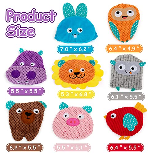 No Stuffing Dog Toys - 8 Pack Squeaky and Crinkle Plush Toys for Small Medium Dogs, Durable for Aggressive Chewers,Cute Puppy Textured Animals - color: 8Pcs Textured Animals