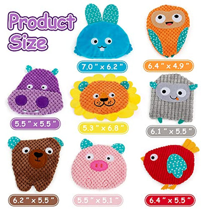 No Stuffing Dog Toys - 8 Pack Squeaky and Crinkle Plush Toys for Small Medium Dogs, Durable for Aggressive Chewers,Cute Puppy Textured Animals - color: 8Pcs Textured Animals