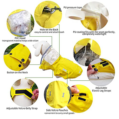 Waterproof Dog Raincoat, Adjustable Reflective Lightweight Pet Rain Clothes with Poncho Hood (X-Small, Yellow) - color: Yellow, size: X-Small(4-9lb)