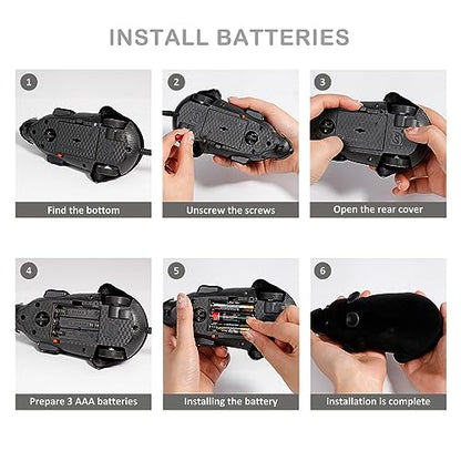 Auto Moving Mouse Cat Toy, Interactive Cat Toys Wireless Electronic Fake Mouse Rat Pet Toy Running Wheel Plush Rat Chasing Prank Toy for Cats Dogs Kids Novelty Gift By Greatstar (Black, No Controller) - color: Black, No Controller