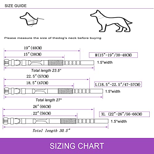 Reflective Dog Collar Heavy Duty Tactical with Control Handle and Metal Buckle for Dog Training(Large, Purple) - color: Purple, size: Large (Pack of 1)