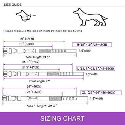 Reflective Dog Collar Heavy Duty Tactical with Control Handle and Metal Buckle for Dog Training(Large, Purple) - color: Purple, size: Large (Pack of 1)