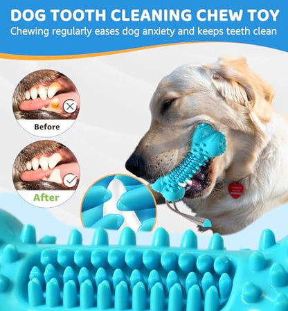 Dog Chew Toy for Aggressive Chewers, Durable Dental Cleaning Treat Toy, Food Dispensing Interactive Toy for Small, Medium & Large Dogs, Teeth Cleaning, Keep Busy, Tough Natural Rubber (Green) - color: Green