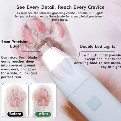 Dog Nail Trimmers and Dog Nail Grinder with 6 Lights, Quiet Dogs Grooming Kit with Cat Paw Clipper & Pet Paw File, Cordless Cat Nail Trimmer & Pet Nail Grinder for Large Medium Small Dog's Paw