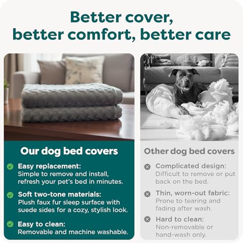 Furhaven Replacement Dog Bed Cover Ultra Plush Faux Fur & Suede Mattress, Machine Washable - Gray, Large - color: Gray, size: Large (Pack of 1)