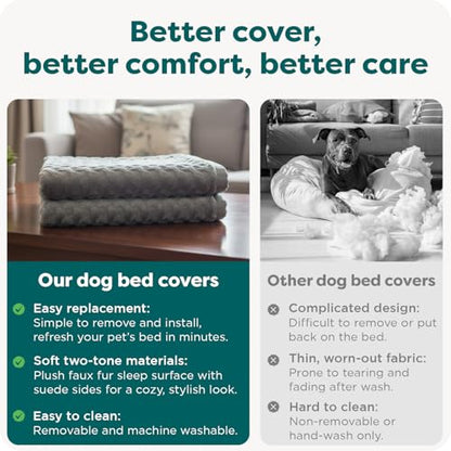 Furhaven Replacement Dog Bed Cover Ultra Plush Faux Fur & Suede Mattress, Machine Washable - Gray, Large - color: Gray, size: Large (Pack of 1)