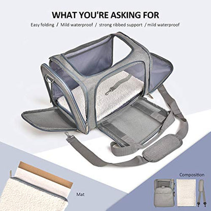 Henkelion Large Cat Carriers Dog Carrier Pet Carrier for Cats Dogs Puppies up to 25Lbs, Big Dog Carrier Soft Sided, Travel Puppy Carrier - Large - Grey - color: Grey, size: 20.0"L x 13.0"W x 13.0"H
