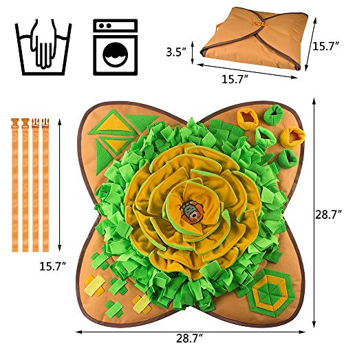 AWOOF Snuffle Mat Pet Dog Feeding Mat, 28''x28'' Interactive Dog Puzzle Toys Encourages Natural Foraging Skills