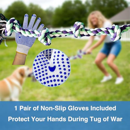 Dog Rope Toy for Large Dogs Aggressive Chewers – 42 Inch Long 6 Knot XL Tug of War Rope, Heavy Duty Indestructible Pull Toy for Big Giant Dogs and Medium Breeds, Strong/Tough/Durable Cotton