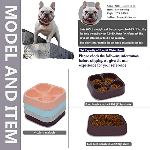Healthy Slow Feeding Dog Bowl for French Bulldog -Slow Feeder Dog Bowl No Chocking Dog Cat Food Water Bowl with Four-Leaf Clover Pattern (Coffee) - color: Coffee