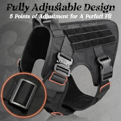 rabbitgoo Tactical Dog Harness Medium Sized, Heavy Duty Pet Harness with Handle, No-Pull Service Vest Medium Breed, Adjustable Military Dog Vest for Training Hunting Walking, Black, M - color: Black, size: Medium