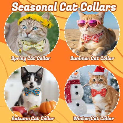 18 Pcs Holiday Cat Collars Breakaway 4th of July Cat Collars with Bowtie Adjustable Kitten Collar with Plastic Buckle for Holiday Pet Cat Costume - color: Bowtie