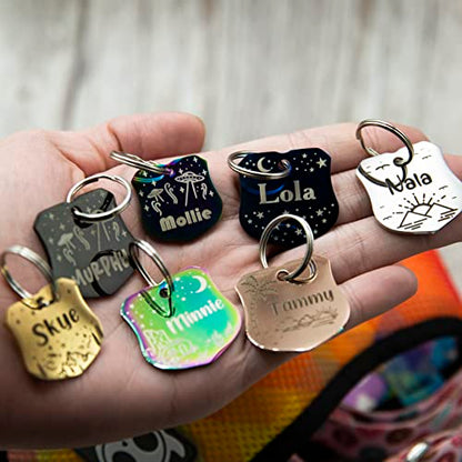 Personalized Dog Tag with 5 Lines of Custom Deep Engraved Durable Stainless Steel Pet ID Name Tag Designer Small Size Badge - size: Small, style: Badge