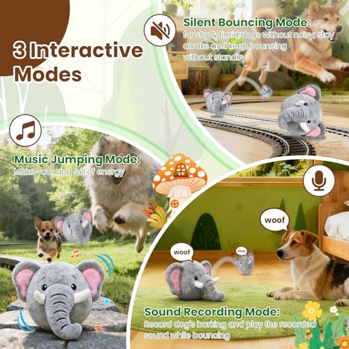 Interactive Dog Toys, Self Moving Dog Toy to Keep Them Busy, Rechargeable Vibrating Dogs Toy/Squeaky Bouncing Ball for Small Medium Large Dogs with Jumping Music Talking Mode (Elephant) - color: Elephant