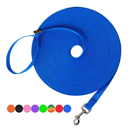 Hi Kiss Dog/Puppy Obedience Recall Training Agility Lead - 15ft 20ft 30ft 50ft 100ft Training Leash - Great for Training, Play, Camping, or Backyard Blue 15 Feet - color: Blue, size: 15 Feet