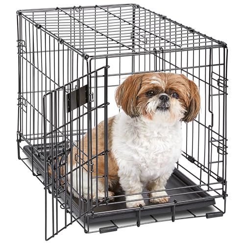 MidWest Homes for Pets 22-Inch iCrate for Extra-Small Breeds, Up to 15 lbs, Single Door Folding Dog Crate with Divider Panel, Leak-Proof Tray & Secure Latch, Portable, Durable & Easy to Assemble - size: 23.0"L x 14.0"W x 16.2"H