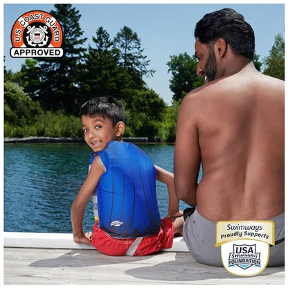 SwimWays DC Swim Trainer Life Jacket, US Coast Guard Approved Life Vest Kids Swim Vest, Pool Floats & Life Jackets for Kids 33-55 lbs, Batman - color: Life Jacket