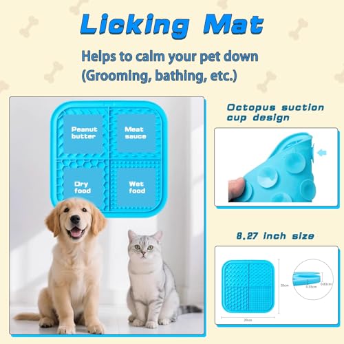 4 in1 Dog Puzzle Toy Set - Slow Feeder & Lick Mat for Puppy IQ Training & Mental Stimulate Treat Dispensing Ball | Pet Enrichment Interactive Toy (4 in 1 Blue+Green) - color: 4 in 1 Blue+Green