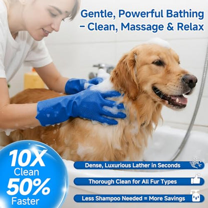 Pet Steam Brush for Dog & Cat – 3-in-1 Spray Hair Removal Comb for Shedding & Grooming, Softens Fur & Reduces Static – Water Brush for Long & Short Coats, Bath-Hating Pets, Includes Waterless Shampoo - size: 7.8″-180ML