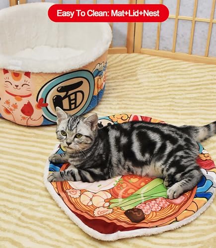 Noodle Cat Bed, Noodle Dog Bed, Keep Warm and Super Soft Creative Pet Nest for Indoor Cats,Removable Washable Cushion for Small Medium Large Dogs and Cats (Medium) - size: Medium