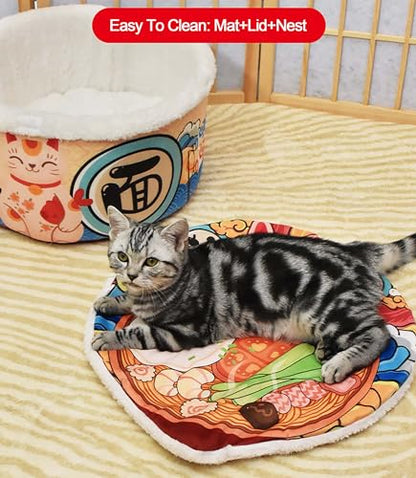 Noodle Cat Bed, Noodle Dog Bed, Keep Warm and Super Soft Creative Pet Nest for Indoor Cats,Removable Washable Cushion for Small Medium Large Dogs and Cats (Medium) - size: Medium