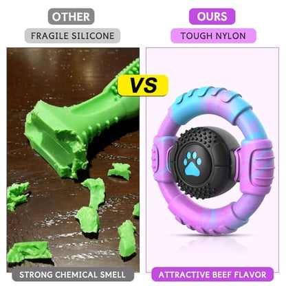 Dog Toys for Aggressive Chewers Large Medium Small Breed, Indestructible Durable Tough Dog Chew Toys to Keep Them Busy, Nylon Rubber Interactive Dog Toys - color: Mixed