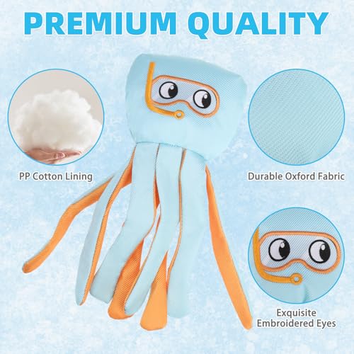 KOOLTAIL Squeaky Floating Dog Toys, 2 Pack Dog Pool Toys for Water Fetch and Training, Interactive Summer Outdoor Essentials Durable Pet Chew Toy for Small Medium Large Dogs, Cute Octopus & Squid