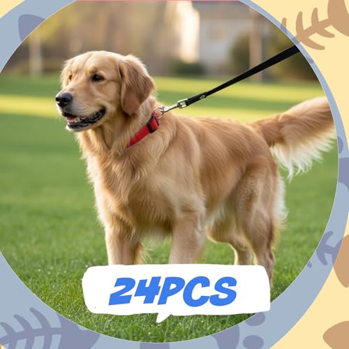 24 Pcs Dog Collars Bulk Adjustable Soft Breathable Premium Nylon Collar Reflective Dog Collar with Buckle for Medium Large Breeds for PET Travel Walk Daily (L, 8 Colors)