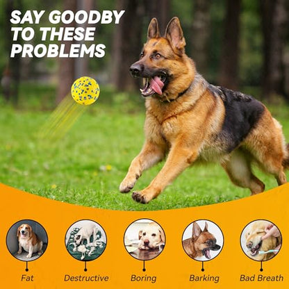 FUSOTO 4Pcs Dog Balls, Tennis Balls for Dog Aggressive Chewers, for Large Medium Small Puppy, Training Catch&Fetch, Water Floats Toys, Yellow - color: 4x Yellow