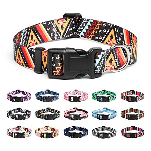 Mercano Adjustable Dog Collar - Special Design Patterns, Soft Nylon Comfortable Durable Pet Collar for Small Medium Large Dogs (XS, Ethnic Gold) - color: Ethnic Gold, size: Extra Small