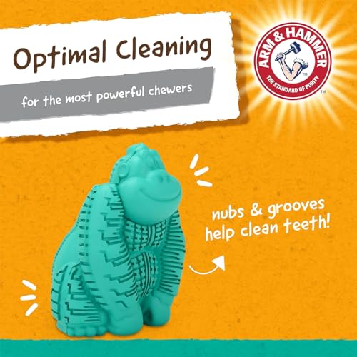 Arm and Hammer for Pets Super Treadz Gorilla Dental Chew Toy for Dogs - Reduces Plaque and Tartar Without Brushing, Baking Soda Infused, Dishwasher Safe, Dogs Up to 35 Lbs - 3 Pack - size: Large (Pack of 3), style: Gorilla