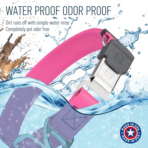 Biothane Waterproof Durable Dog Collar with Herm Sprenger - Quick Release ClicLock Buckle - Fits Medium and Large Dogs - Made in USA (Passionfruit Pink, W 1" x L 15"-25") - color: Passionfruit Pink, size: W 1" x L 15"-25"