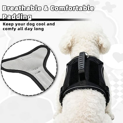 AIITLE Medium Dog Harness No Pull, Reflective Adjustable Vest with Handle, No Choke Design, Dual Metal Leash Clips for Walking Training Running Camping, Small Medium Breeds - Black L - color: Black, size: L