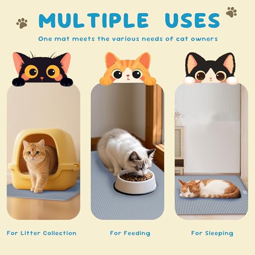 Cat Litter Mat, (33" x 21") Silicone Litter Trapping Mat - Waterproof/Urine Proof, Litter Box Mat - Keep the Floor Clean Grey - color: Grey, size: L