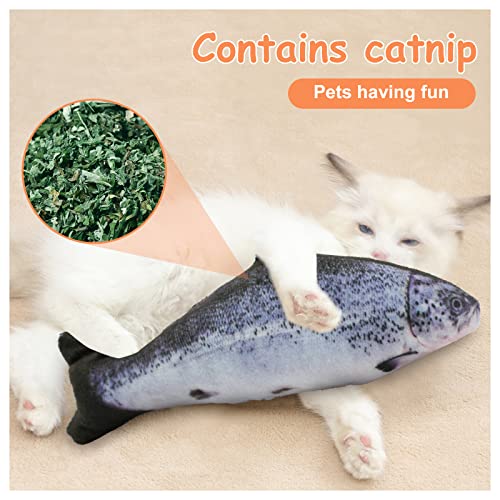Andiker Cat Interactive Toys (3Pcs), Cotton Filled Catnip Fish-Shaped Toys for Indoor Cats, Cat Toy Set for All Breed Sizes