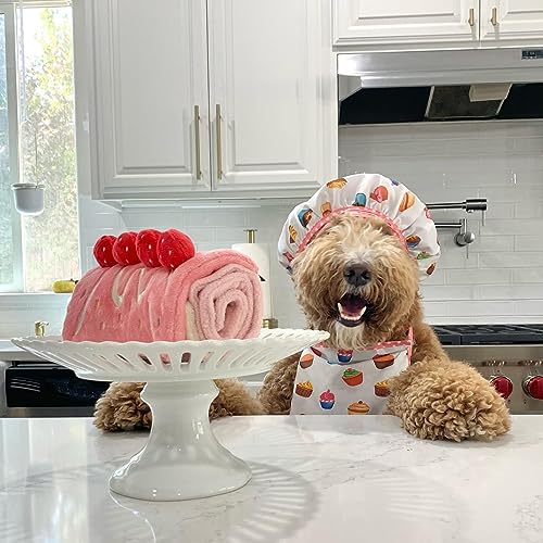 CHEWFFON Dog Birthday Cake Toy - Interactive Snuffle Roll Cake Puzzle for Enrichment, Squeaky & Crinkle Puppy Gift for Boredom & Mental Stimulation, Indoor Brain Game for Small Medium Dogs - style: Strawberry Roll Cake