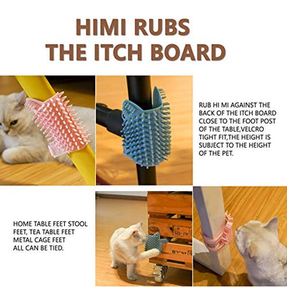 Cat Pet Self Grooming Comb Brush - Multi Functional Catnip Flavor Corner Massage Glove Tool for Kitten Puppy Relaxing, Extra Soft Silicone Pins Handy Hair Shedding Trimming