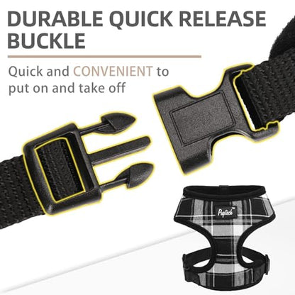 PUPTECK Soft Mesh Dog Harness and Leash Set Pet Puppy Cat Comfort Padded Vest No Pull Harnesses, Black, XS - color: Black, size: XS (NECK: 10", CHEST: 10"-14")