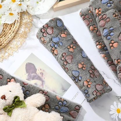 Tuanse 4 Pack Ultra Soft Dog Cat Bed Mat Small Animal Guinea Pig Bed with Cute Print Reversible Fleece Dog Crate Kennel Pad Cozy Washable Thickened Hamster Pet Beds Mat(21 x 14 Inches,Gray) - color: Gray, size: 21 x 14 Inches