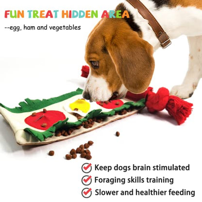 lilfrd Dog Puzzle Snuffle Mat Toys, Squeaky Enrichment Rope Crinkle Treat Dispensing Tug Toy for Small Medium Large Dog, Boredom and Mental Stimulation Toy, Burrito - style: Burrito