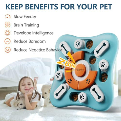FOXMM Interactive Dog Puzzle Toy - Treat Dispensing Dog Enrichment Toys to Keep Them Busy, Squeaky Cognitive Training & Mental Stimulation, Fun Slow Feeder, Ideal Gifts for Dogs, Puppies, Cats - style: S-Level 2