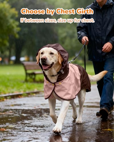 Waterproof Dog Raincoat with Hood, Extended Coverage Rain Jacket for Samll Dogs, Wind-Resistant Secure Fit with Leg Straps, Reflective, Leash Hole, Easy Hook & Loop Fastener On/Off, Pink, S - color: Pink, size: Small
