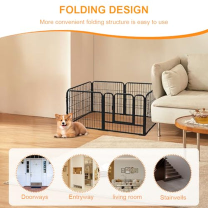 Dog Playpen for Indoor & Outdoor, 6 Panels Heavy Duty Dog Playpen, Foldable Metal Pet Play Pen Exercise Pen, Stainless Steel Pet Fence Barrier for Dog Cat Rabbit Indoor Outdoor Home Yard