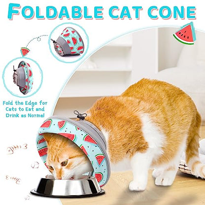 Cat Cone Collar Soft to Stop Licking, Adjustable, Foldable Lightweight Kitten Cones After Surgery Recovery for Cats & Kittens, Cat Cone Alternative, Easy Eating (Blue, M) - color: Blue, size: M