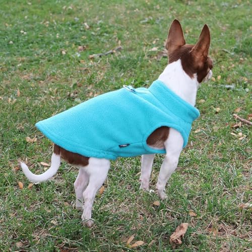 JACKO & CO - Fleece Vest Dog Sweater with Leash Ring - Soft, Warm & Lightweight Pullover Coat for Small & Medium Dogs, Puppies & Cats - Cozy Fall/Winter/Spring Pet Jacket (Turquoise, X-Small 2-4lbs) - color: Turquoise, size: XS (2-4lbs)