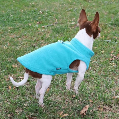 JACKO & CO - Fleece Vest Dog Sweater with Leash Ring - Soft, Warm & Lightweight Pullover Coat for Small & Medium Dogs, Puppies & Cats - Cozy Fall/Winter/Spring Pet Jacket (Turquoise, X-Small 2-4lbs) - color: Turquoise, size: XS (2-4lbs)